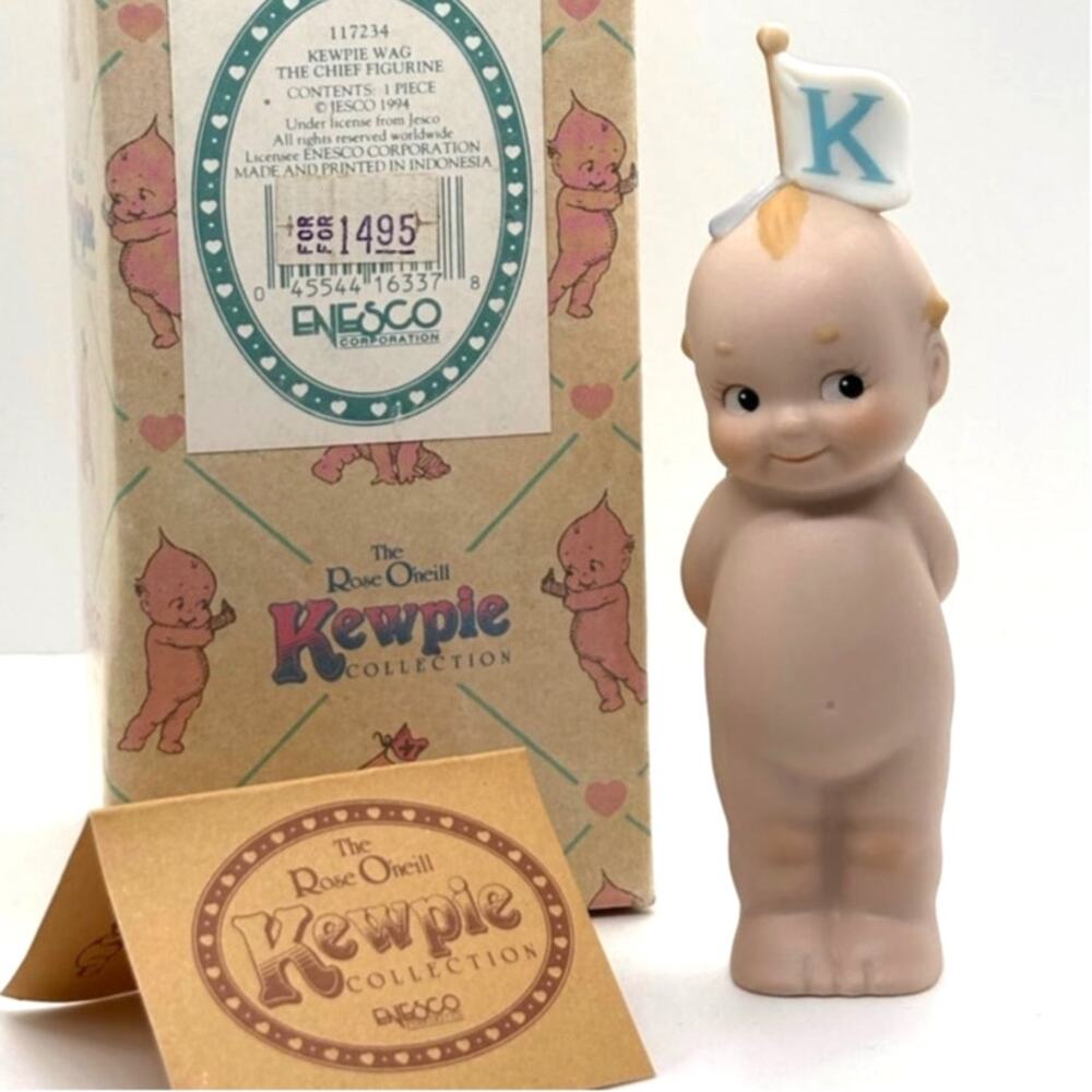 VTG 1994 Enesco, Rose O'Neill Porcelain Kewpie Doll, The Chief Figurine w/Box